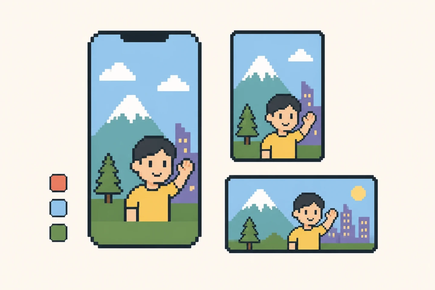 Support boundary visual for app store listing images, showing phone images, a feature graphic, privacy marker, and review checklist.