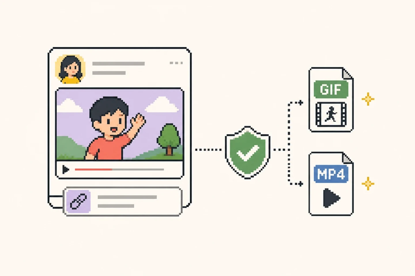 Visual showing public links resolving into downloads while restricted links cannot be parsed